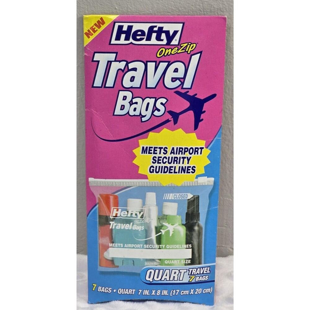 Hefty One Zip Travel Bags Quart Bag Size 7 New Discontinued Stock Airport TSA OK